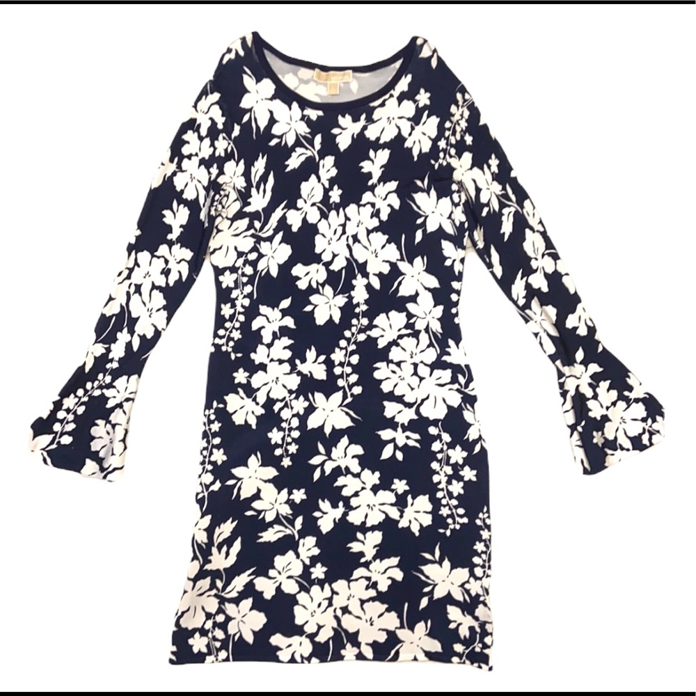 MICHAEL Micael Kors Large Blue and white midi dress.